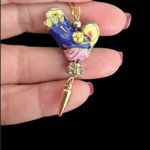 Colorful porcelain Bird Pendant Necklace